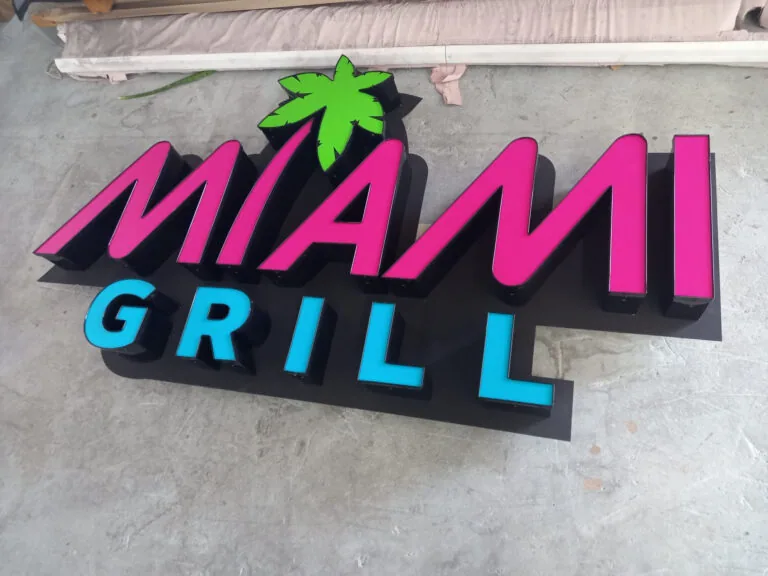 Channel letters mounted on raceway